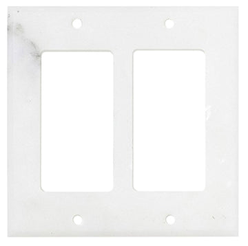 Calacatta Gold Marble 4 1/2 x 4 1/2 Switch Plate 2-ROCKER Wall Cover