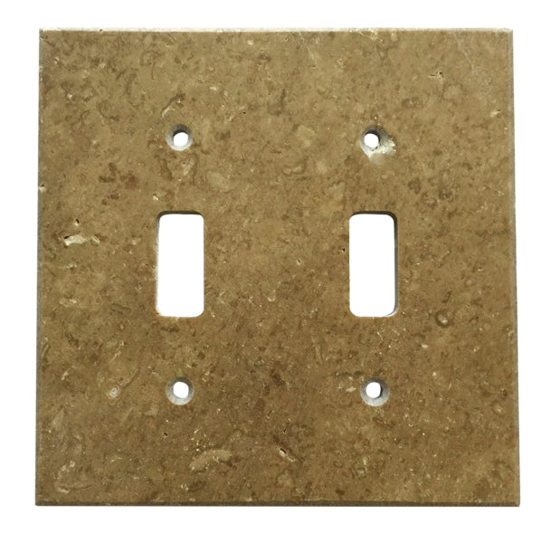 Noce Travertine Switch Plate 4 1/2 x 4 1/2 Honed 2-TOGGLE Wall Cover