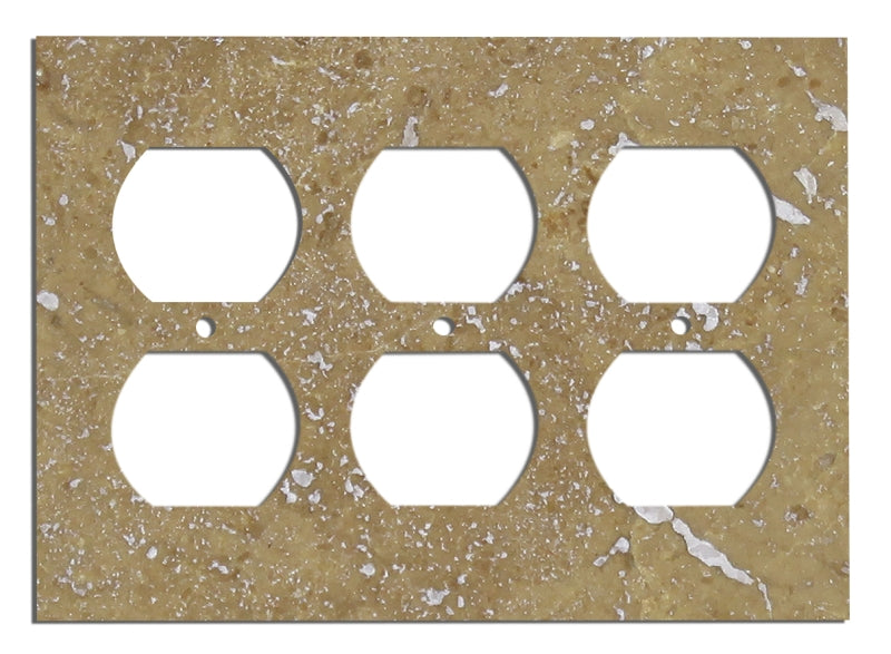 Noce Travertine Switch Plate 4 1/2 x 6 1/3 Honed 3-DUPLEX Wall Cover