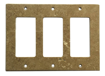 Placa de interruptor de travertino Noce 4 1/2 x 6 1/3 Cubierta de pared pulida de 3 ROCKER 