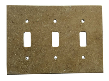 Placa de interruptor de travertino Noce 4 1/2 x 6 1/3 Cubierta de pared pulida de 3 TOGGLE