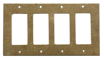 Placa de interruptor de travertino Noce 4 1/2 x 8 1/4 cubierta de pared pulida de 4 balancines 