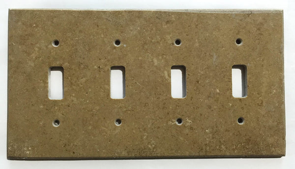 Noce Travertine Switch Plate 4 1/2 x 8 1/4 Honed 4-TOGGLE Wall Cover