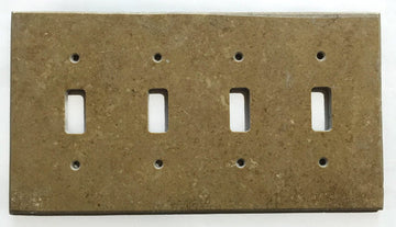 Placa de interruptor de travertino Noce 4 1/2 x 8 1/4 cubierta de pared pulida con 4 palancas 
