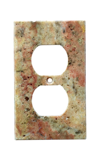 Scabos Placa de interruptor de travertino 2 3/4 x 4 1/2 cubierta de pared 1-DUPLEX pulida 
