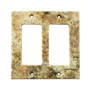 Scabos Placa de interruptor de travertino 4 1/2 x 4 1/2 Cubierta de pared pulida de 2 ROCKER 