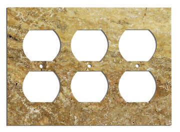 Scabos Travertine Switch Plate 4 1/2 x 6 1/3 Honed 3-DUPLEX Wall Cover