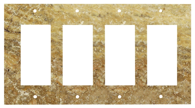 Scabos Travertine Switch Plate 4 1/2 x 8 1/4 Honed 4-ROCKER Wall Cover