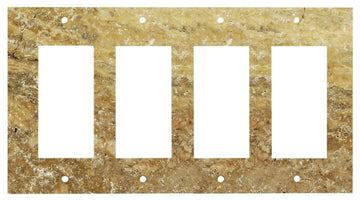 Scabos Placa de interruptor de travertino 4 1/2 x 8 1/4 Cubierta de pared pulida de 4 ROCKER 