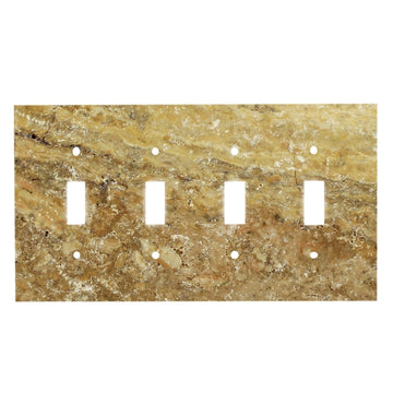 Scabos Travertine Switch Plate 4 1/2 x 8 1/4 Honed 4-TOGGLE Wall Cover