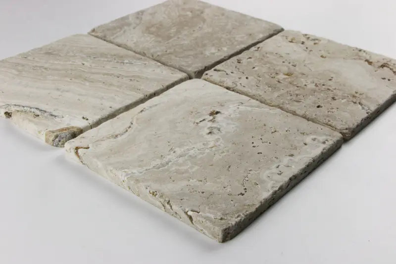 Scabos Travertine Tumbled Exterior Pool Paver 12X12" 1 1/4"