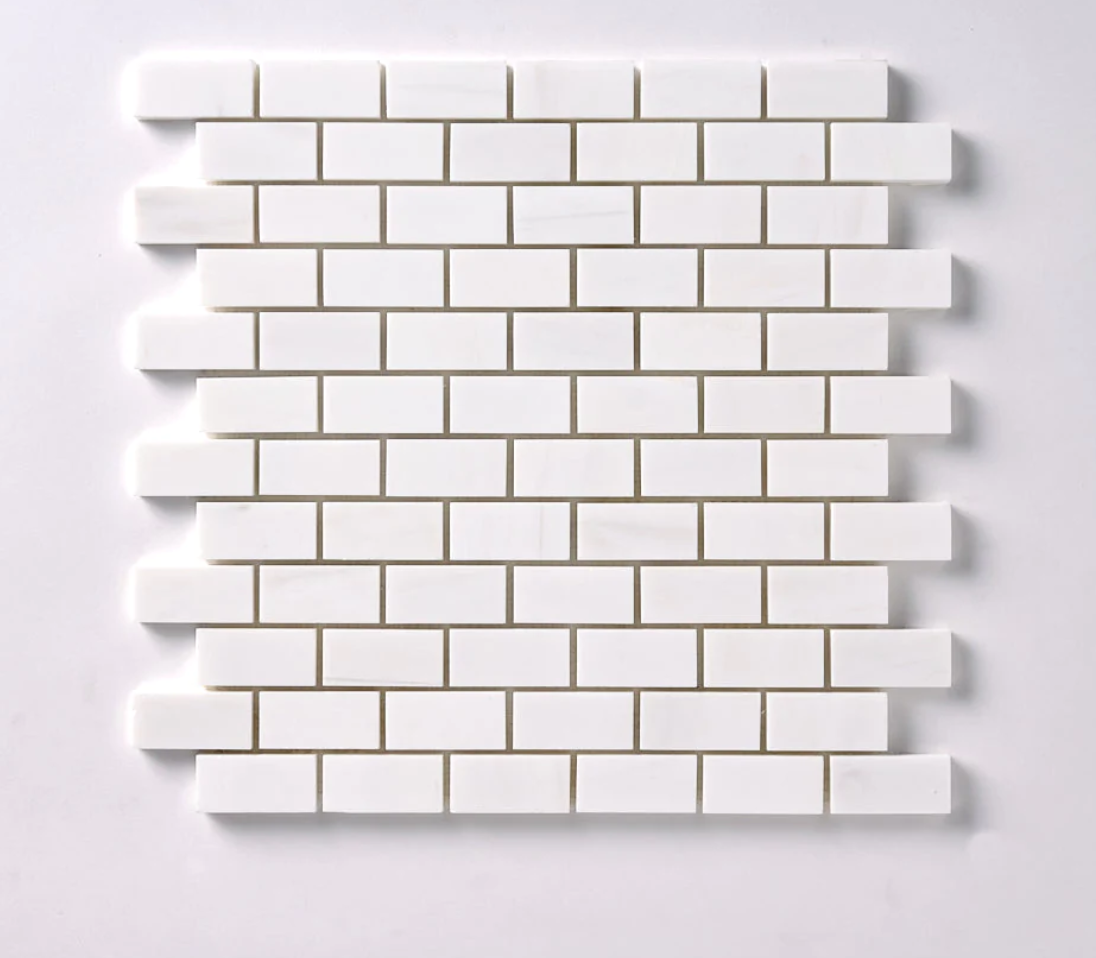Bianco Dolomite Polished Brick Mosaic Tile 1"x2"