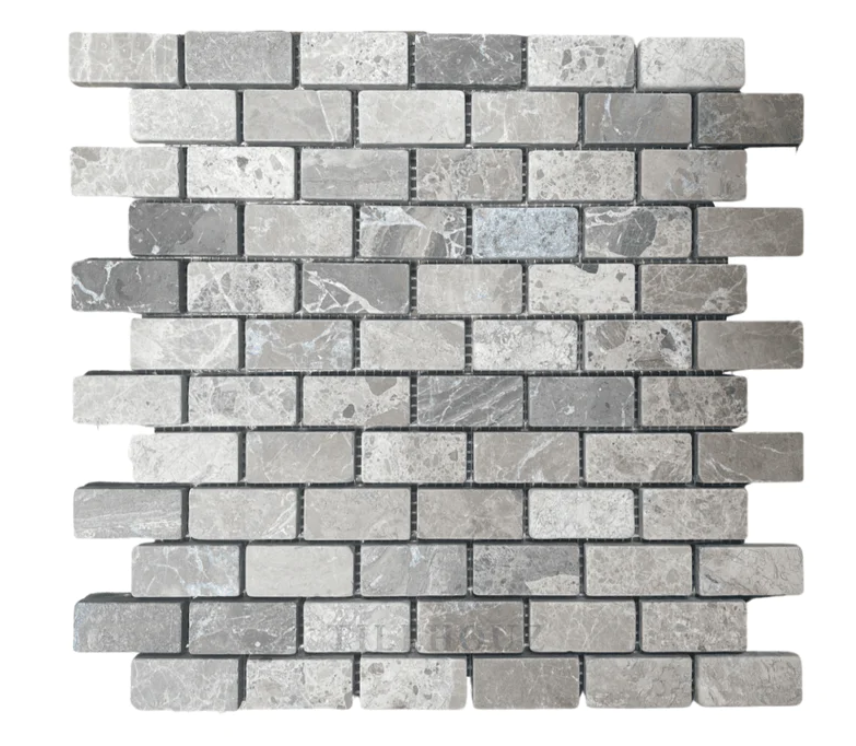Atlantic Gray Brick & Subway Mosaic Tile 1" X 2"