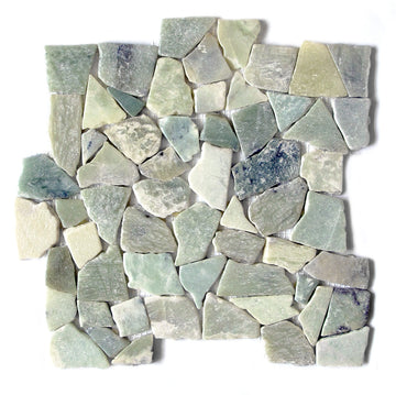 Mosaico de guijarros de jade plano verde mar 12