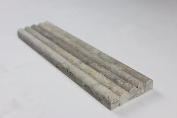 Silver Travertine Honed Bullnose Liner Trim Tile 3/4x12