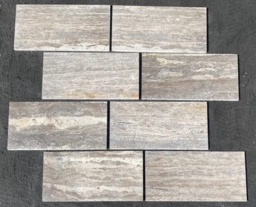 Silver Travertine Filled & Honed Wall and Floor Tile (Vein-cut) 12x24
