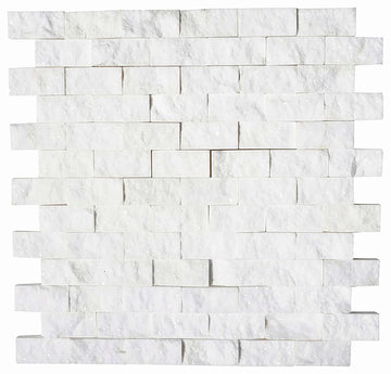 Thassos White 1" X 2" Brick Mosaic Split-Faced