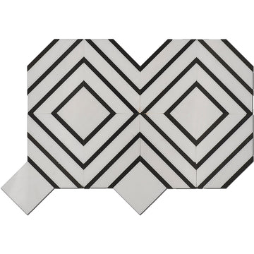 Troy Thassos con mármol negro - Mosaico pulido para pisos y paredes