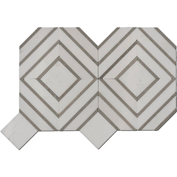 Troy Thassos W/ Grey Marble  - Polished Floor and Wall Mosaic