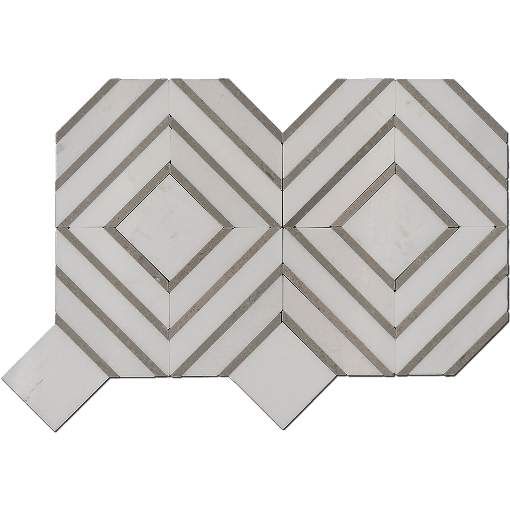 Trove Thassos W/ Grey R Marble  - Polished Floor and Wall Mosaic