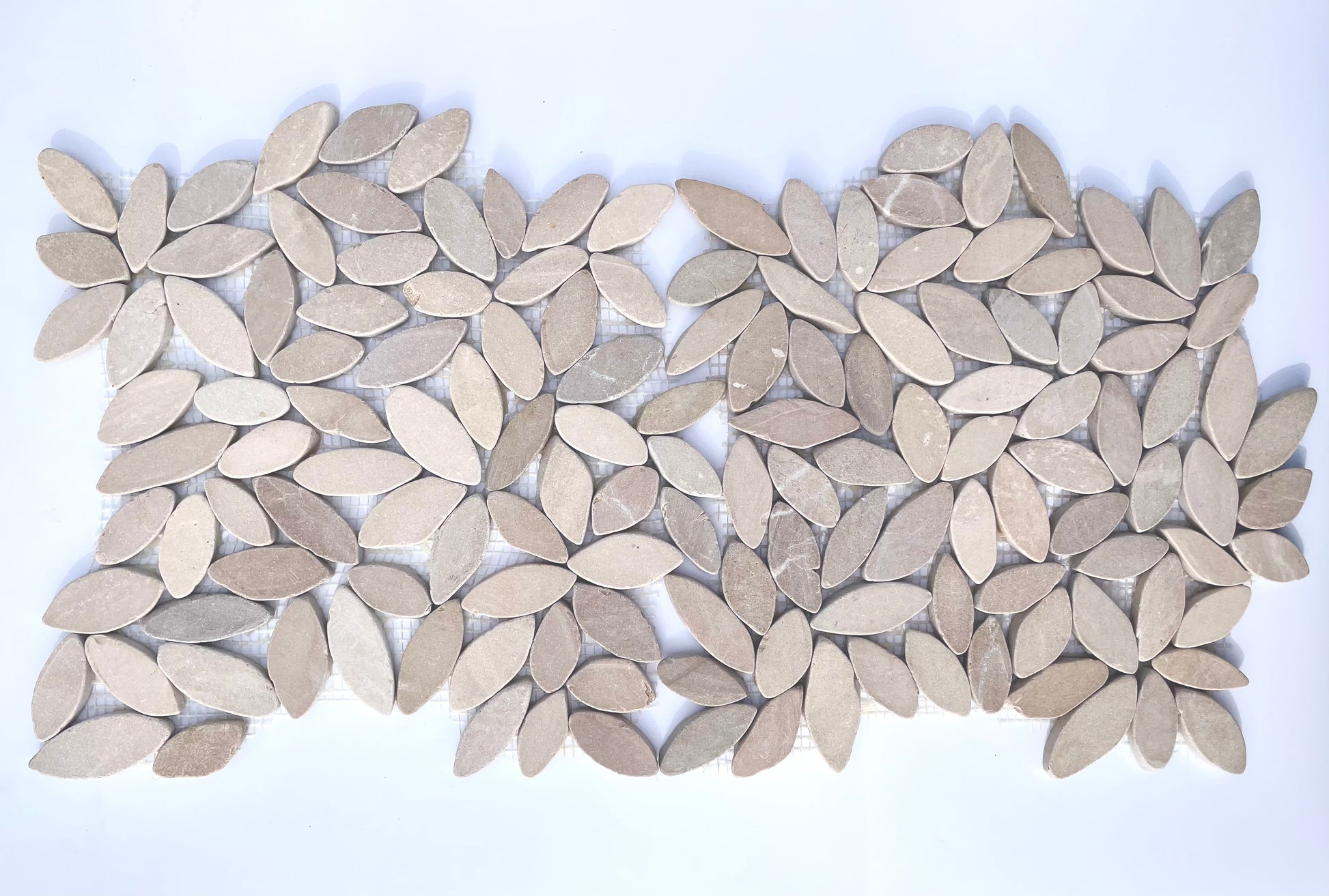 Tan Flowershape Flat Pebble Mosaic 12" x 12" Designer