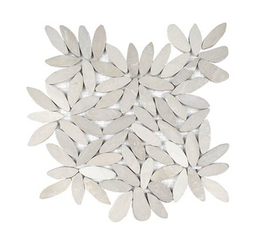 Tan Flowershape Flat Pebble Mosaic 12" x 12" Designer