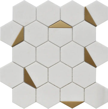 Azulejo mosaico hexagonal Thassos 12X13 