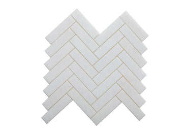 Thassos Classic 1”x4” Honed Herringbone Marble Mosaic Tile