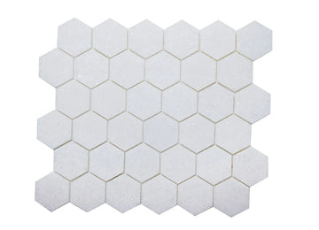 Azulejo mosaico de mármol hexagonal pulido Thassos Classic de 2