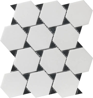 Thassos & Nero Marquina Dot 11X12 Mosaic Tile