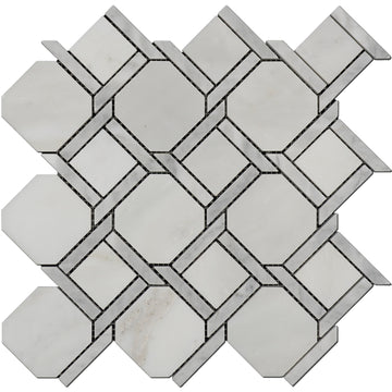 Silver Grid Oriental White C & Carrara Marble  - Polished Backsplash