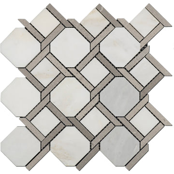 Silver Grid Oriental White C & Spgr Marble  - Polished Backsplash