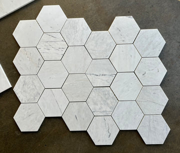 Volakas Honed Hexagon Marble Mosaic Tile