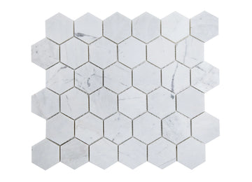 Volakas Honed Hexagon Marble Mosaic Tile