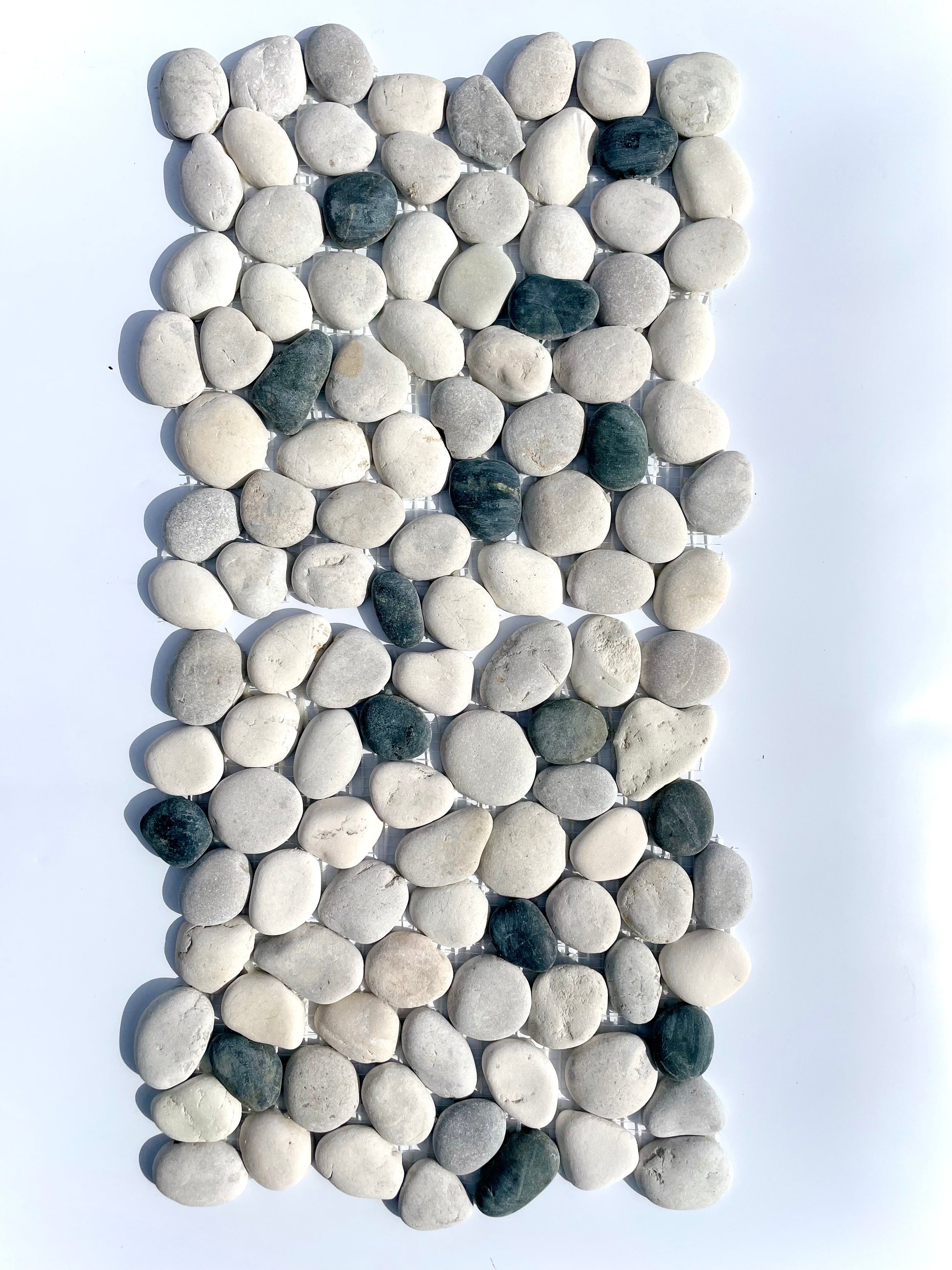 White-Gray-Black Leveled Pebble Mosaic 12" x 12"