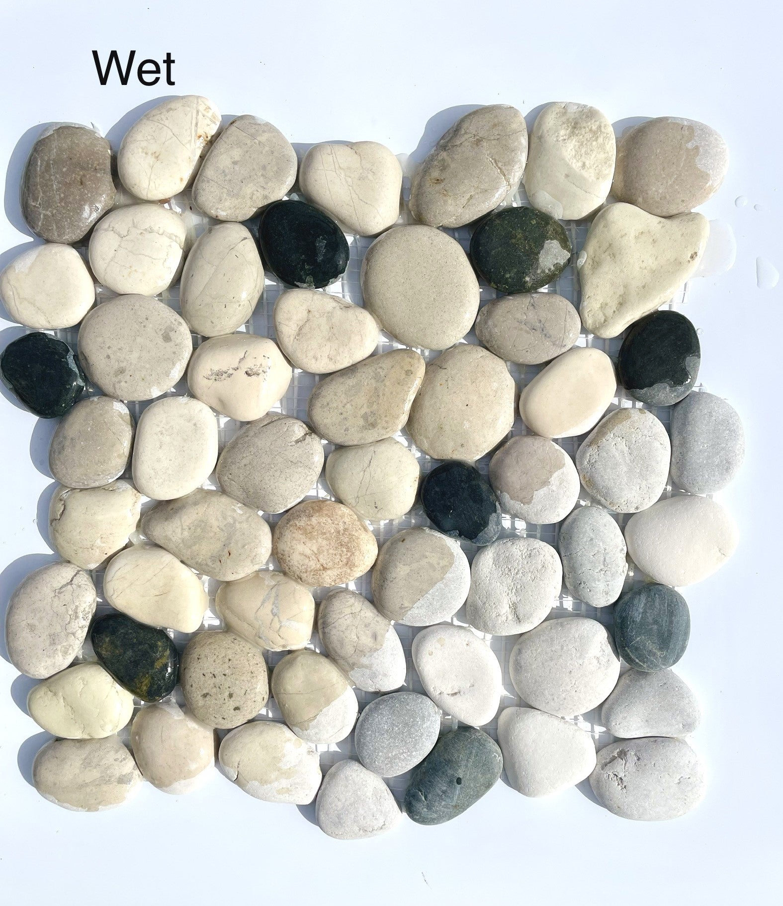 White-Gray-Black Leveled Pebble Mosaic 12" x 12"