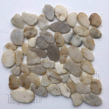White Flat Pebble Mosaic 12" x 12"