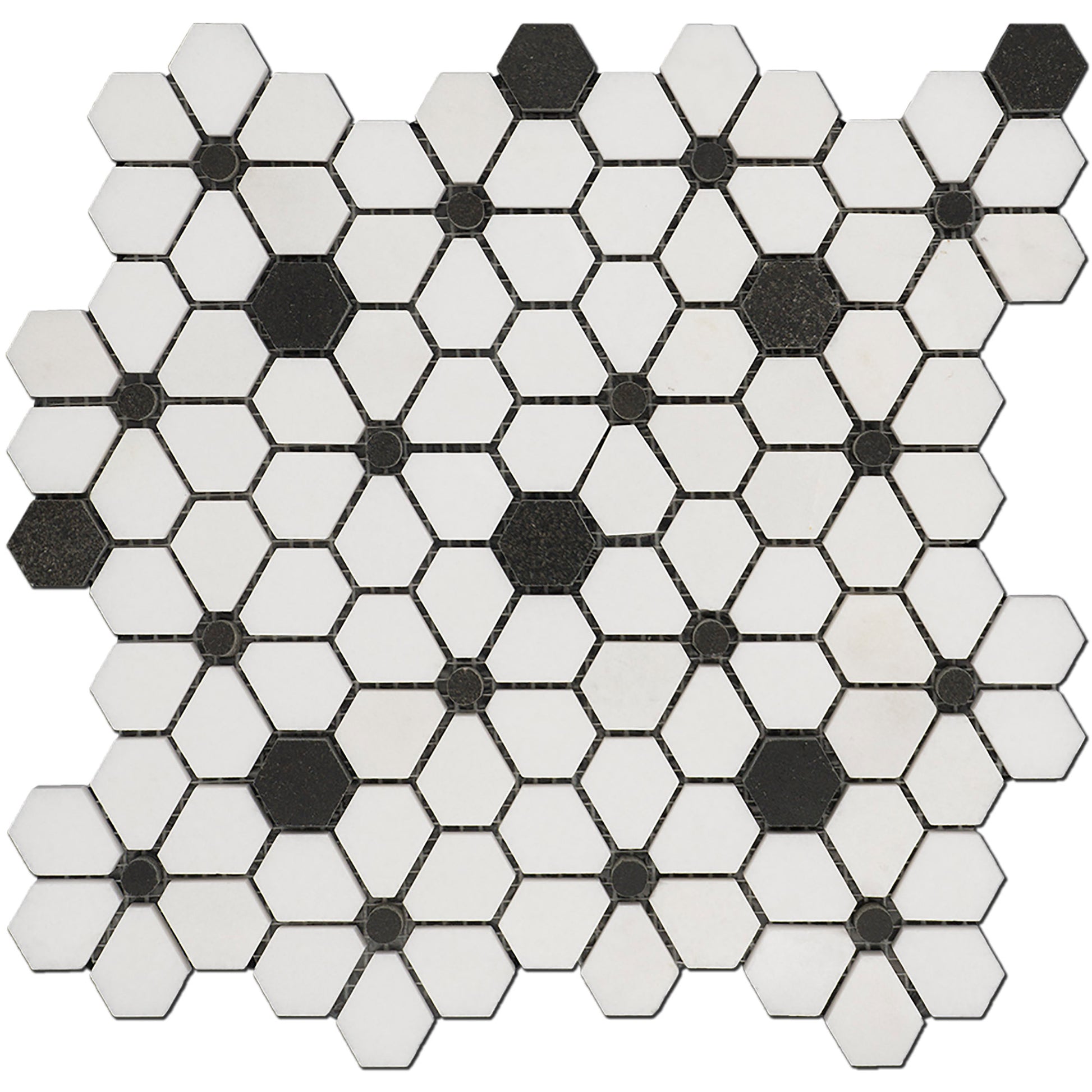 White Galaxy Thassos Black Marble  - Polished Floor & Wall Mosaic