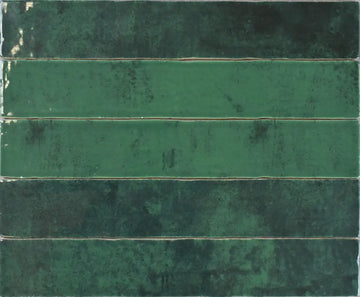 Azulejo con revestimiento de lápiz Zellige verde esmeralda 3/4X16 