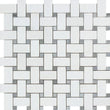 Afyon White Polished Basketweave with Black Dots Mosaic Tile