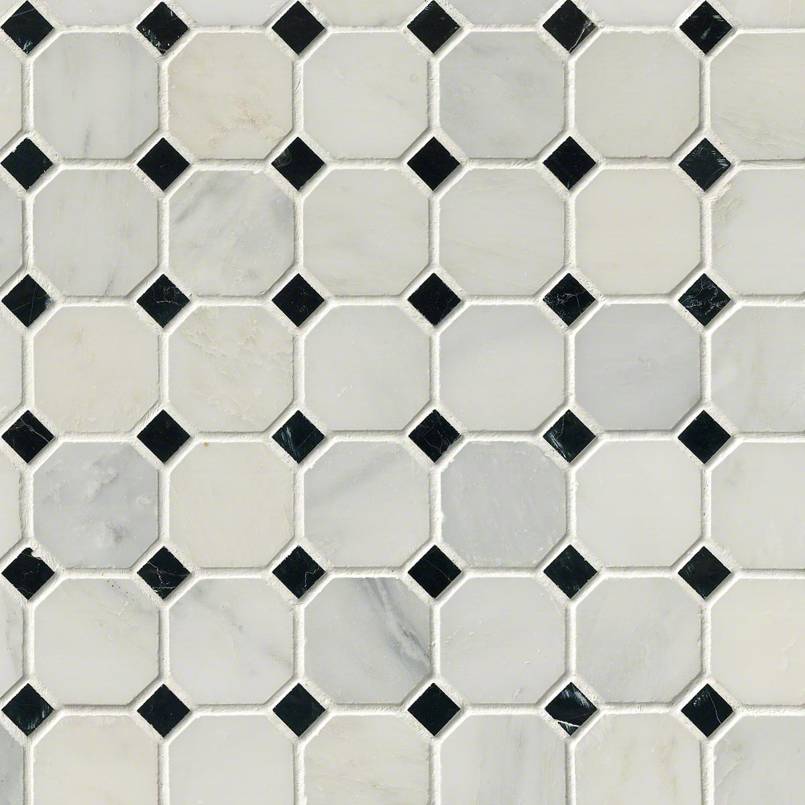 Arebescato Carrara 2” Honed Octagon Mosaic Tile