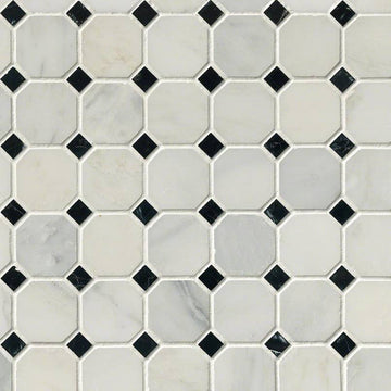 Azulejo mosaico octágono pulido Arebescato Carrara de 2