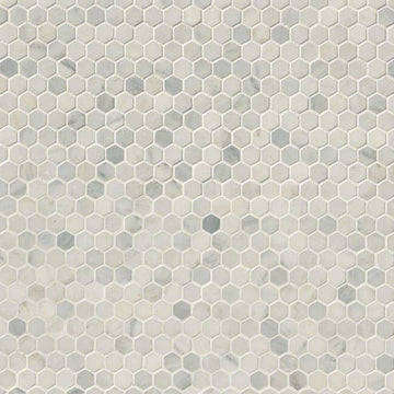 Arebescato Carrara 1” Matte Hexagon Mosaic Tile