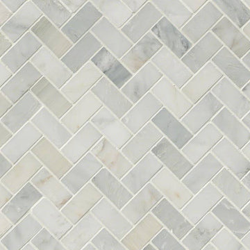 Arabescato Carrara Herringbone Matte Mosaic Tile