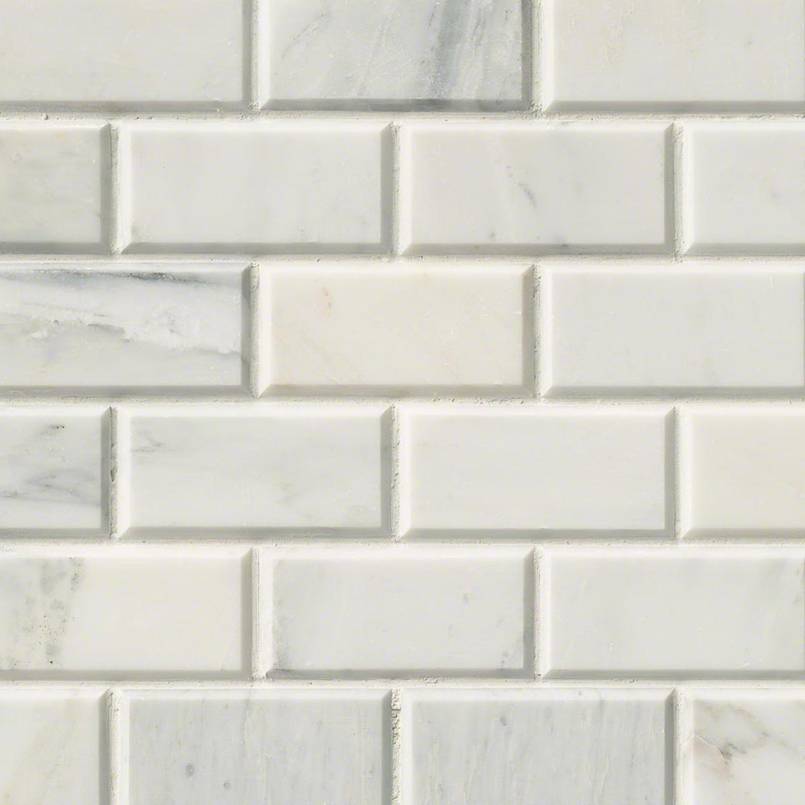Arabescato Carrara 2x4 Honed and Beveled Subway Tile