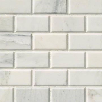 Arabescato Carrara 2x4 Matte and Beveled Subway Tile