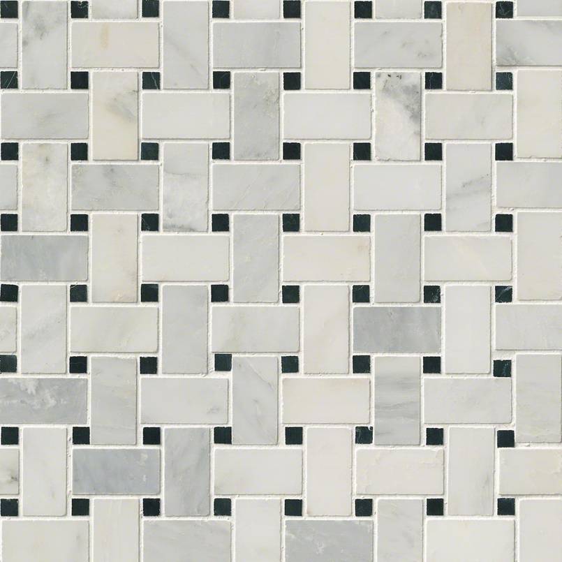 Arabescato Carrara Basketweave Honed Mosaic Tile