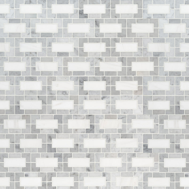Bianco Dolomite Lynx Polished Marble Mosaic Tile