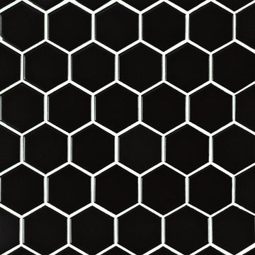 Azulejo de pared de mosaico hexagonal negro de 2 