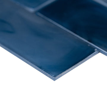 Azulejo de metro de vidrio azul brillante 2x6